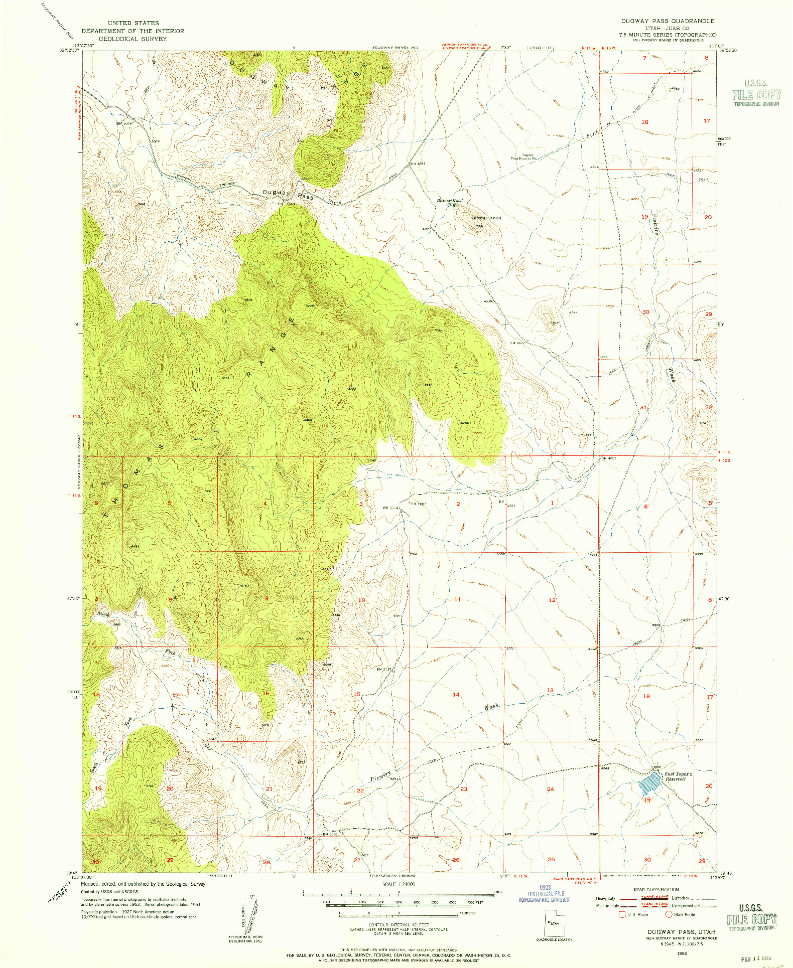 USGS 1:24000-SCALE QUADRANGLE FOR DUGWAY PASS, UT 1953