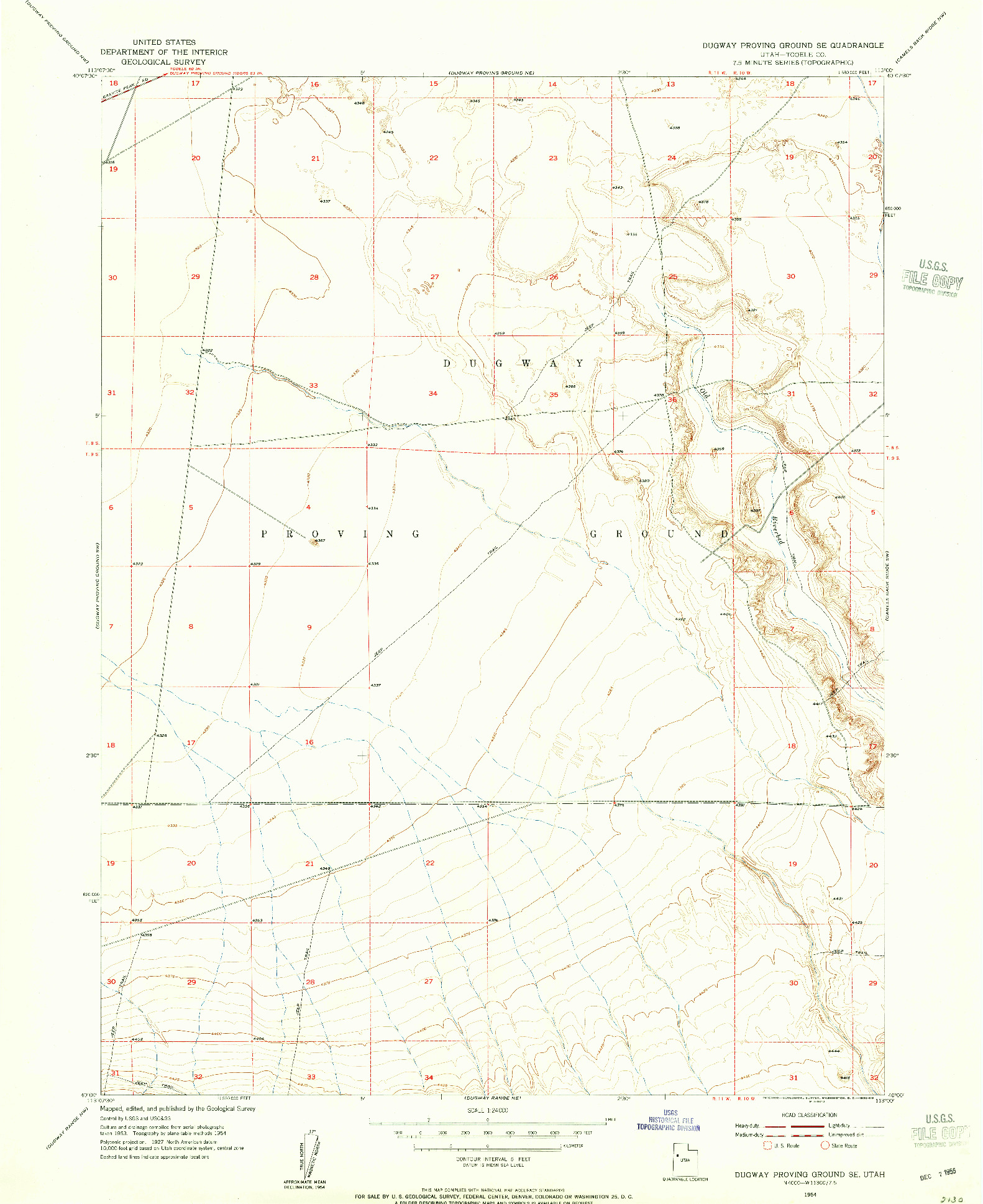 USGS 1:24000-SCALE QUADRANGLE FOR DUGWAY PROVING GROUND SE, UT 1954