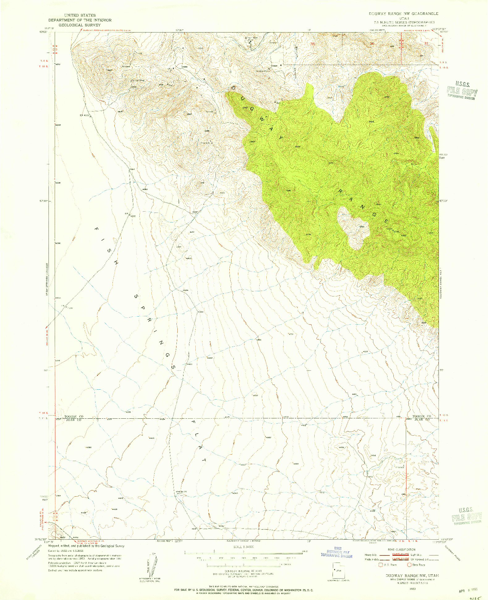 USGS 1:24000-SCALE QUADRANGLE FOR DUGWAY RANGE NW, UT 1953