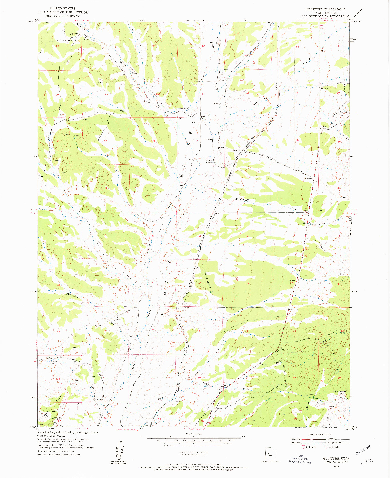 USGS 1:24000-SCALE QUADRANGLE FOR MC INTYRE, UT 1954