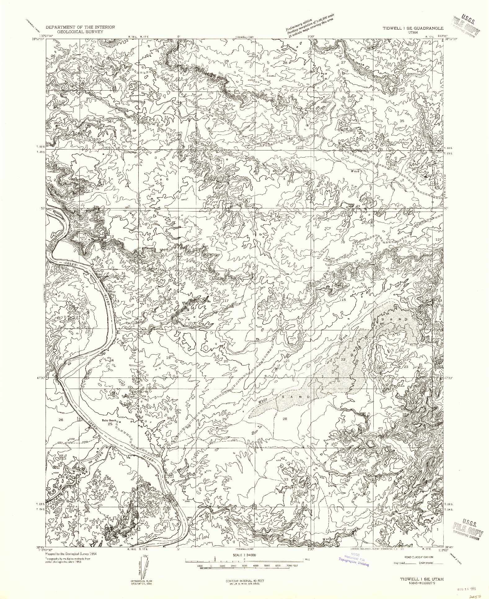 USGS 1:24000-SCALE QUADRANGLE FOR TIDWELL 1 SE, UT 1954