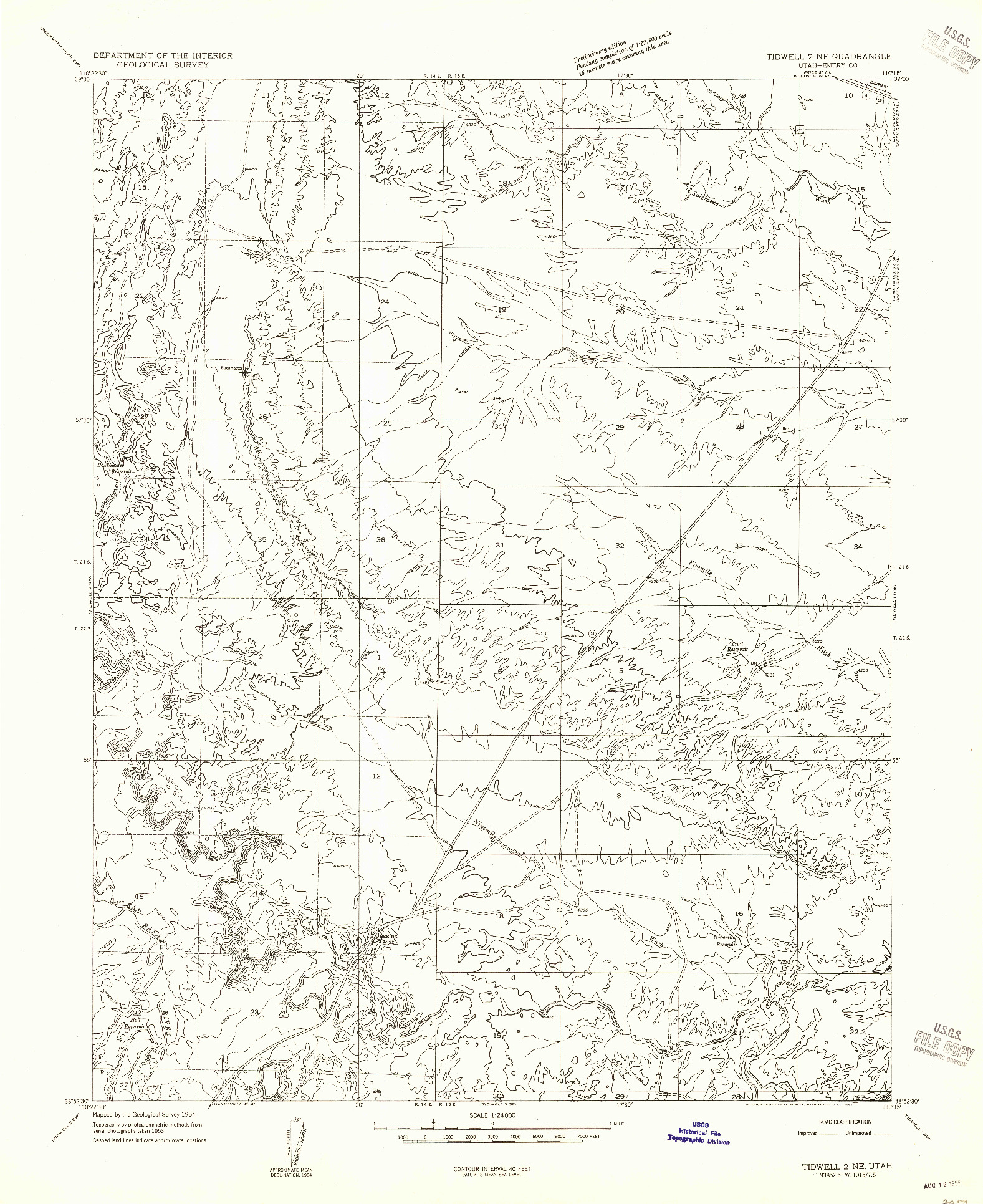 USGS 1:24000-SCALE QUADRANGLE FOR TIDWELL 2 NE, UT 1954
