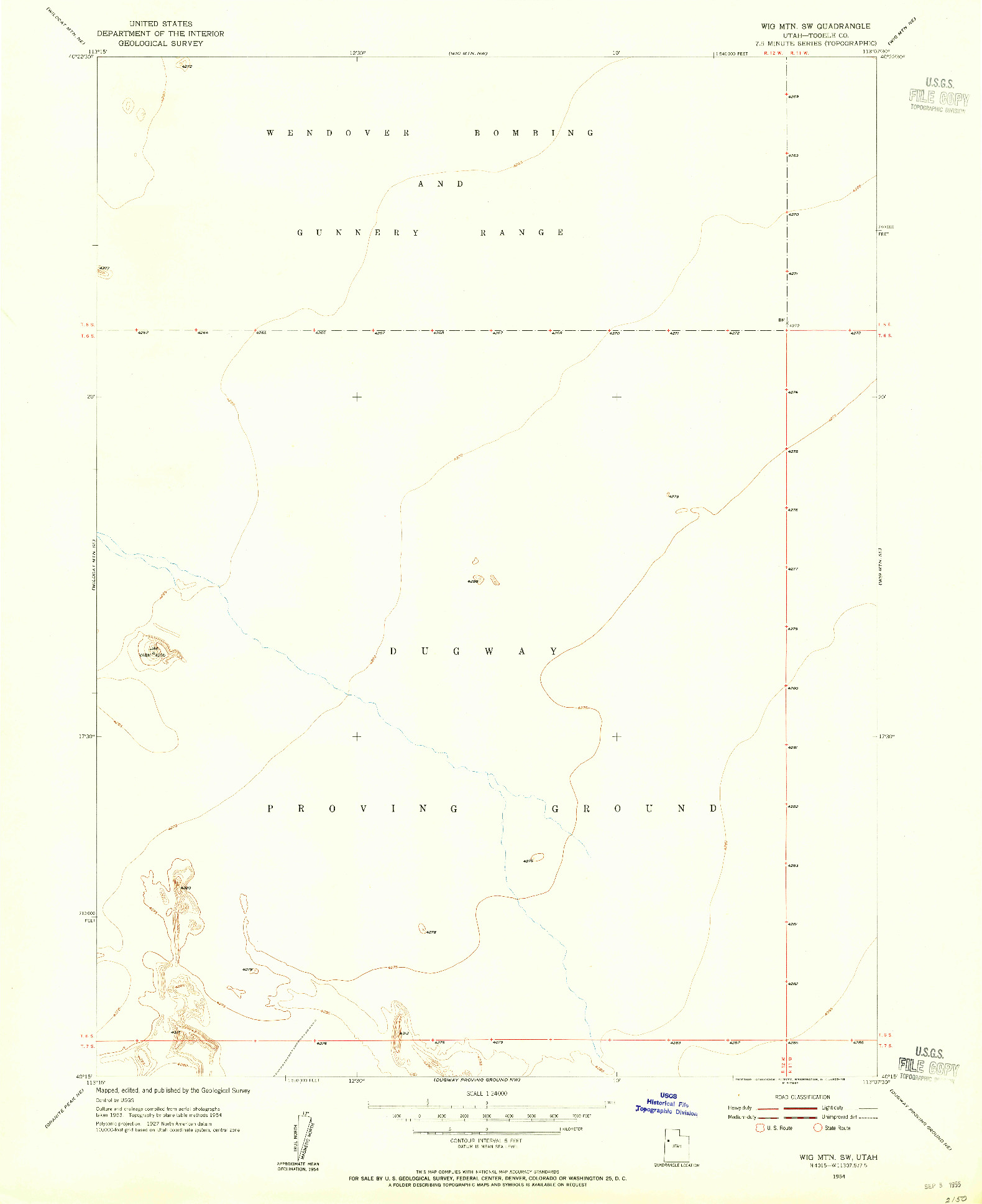 USGS 1:24000-SCALE QUADRANGLE FOR WIG MTN SW, UT 1954