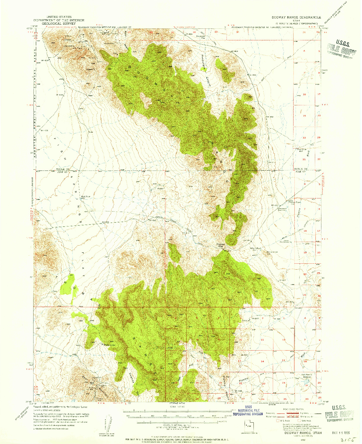 USGS 1:62500-SCALE QUADRANGLE FOR DUGWAY RANGE, UT 1953