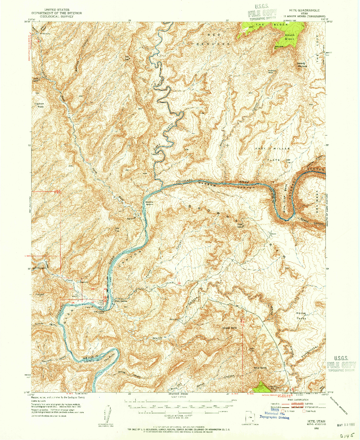 USGS 1:62500-SCALE QUADRANGLE FOR HITE, UT 1952