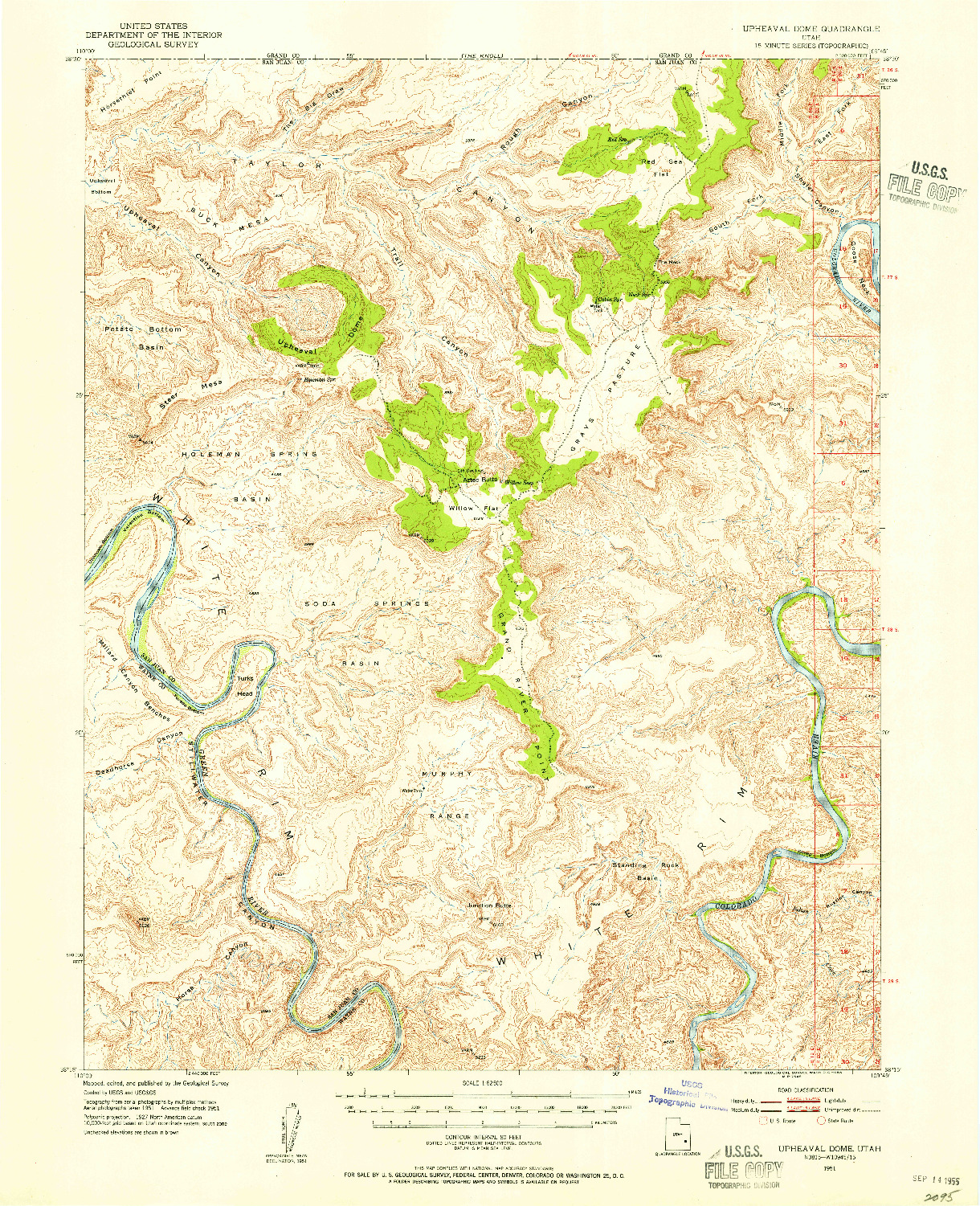 USGS 1:62500-SCALE QUADRANGLE FOR UPHEAVAL DOME, UT 1951