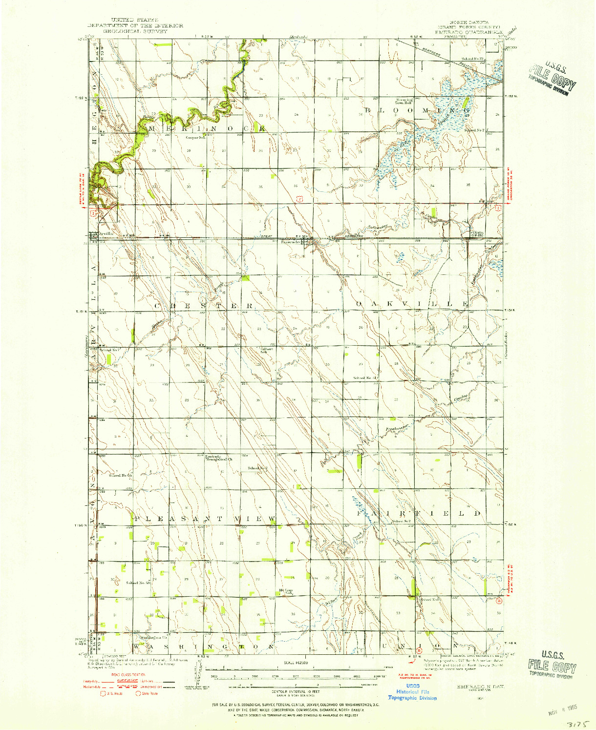 USGS 1:62500-SCALE QUADRANGLE FOR EMERADO, ND 1934