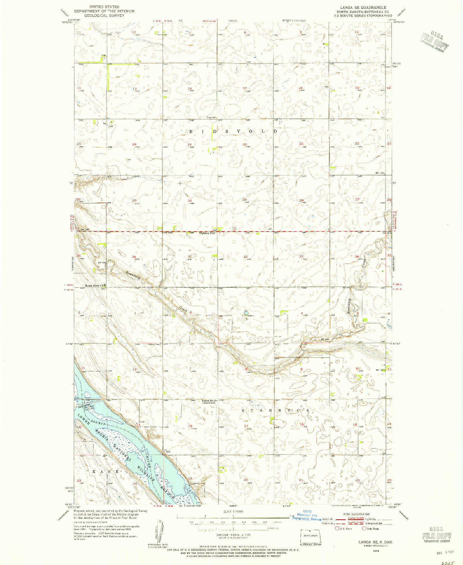 USGS 1:24000-SCALE QUADRANGLE FOR LANDA SE, ND 1954