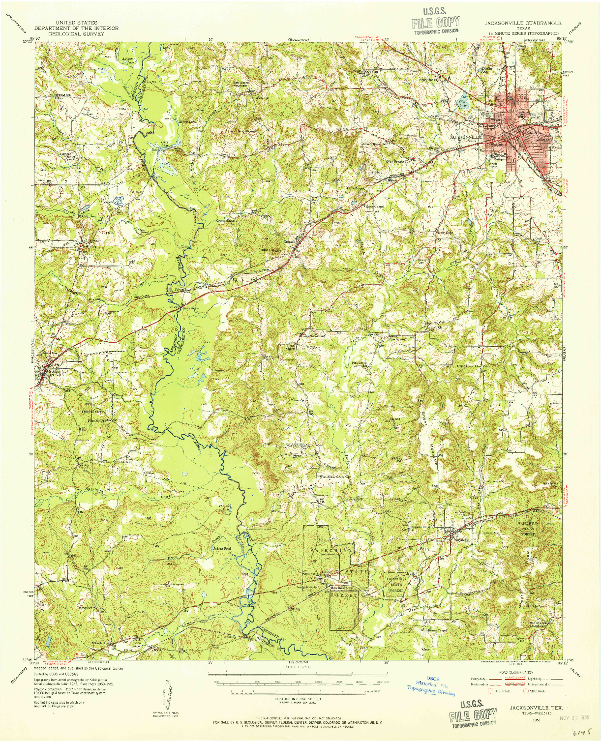 USGS 1:62500-SCALE QUADRANGLE FOR JACKSONVILLE, TX 1951