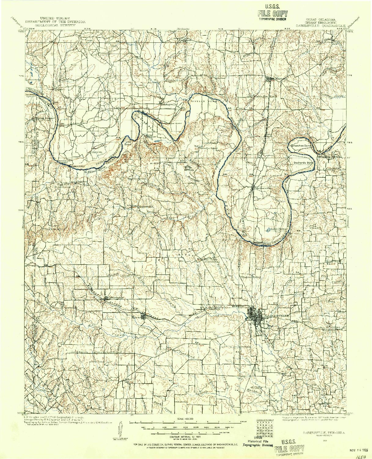 USGS 1:125000-SCALE QUADRANGLE FOR GAINESVILLE, TX 1902