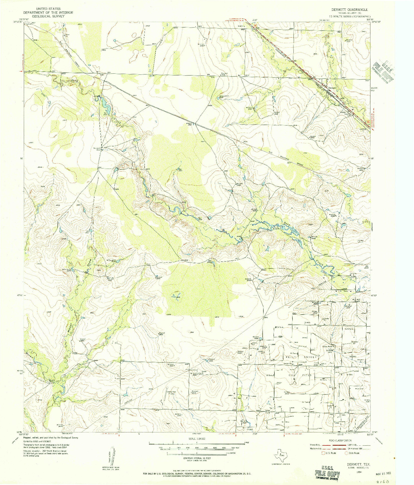 USGS 1:24000-SCALE QUADRANGLE FOR DERMOTT, TX 1954