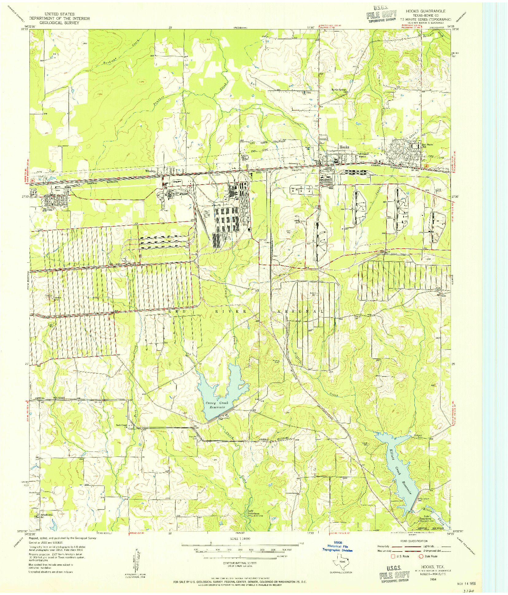 USGS 1:24000-SCALE QUADRANGLE FOR HOOKS, TX 1954