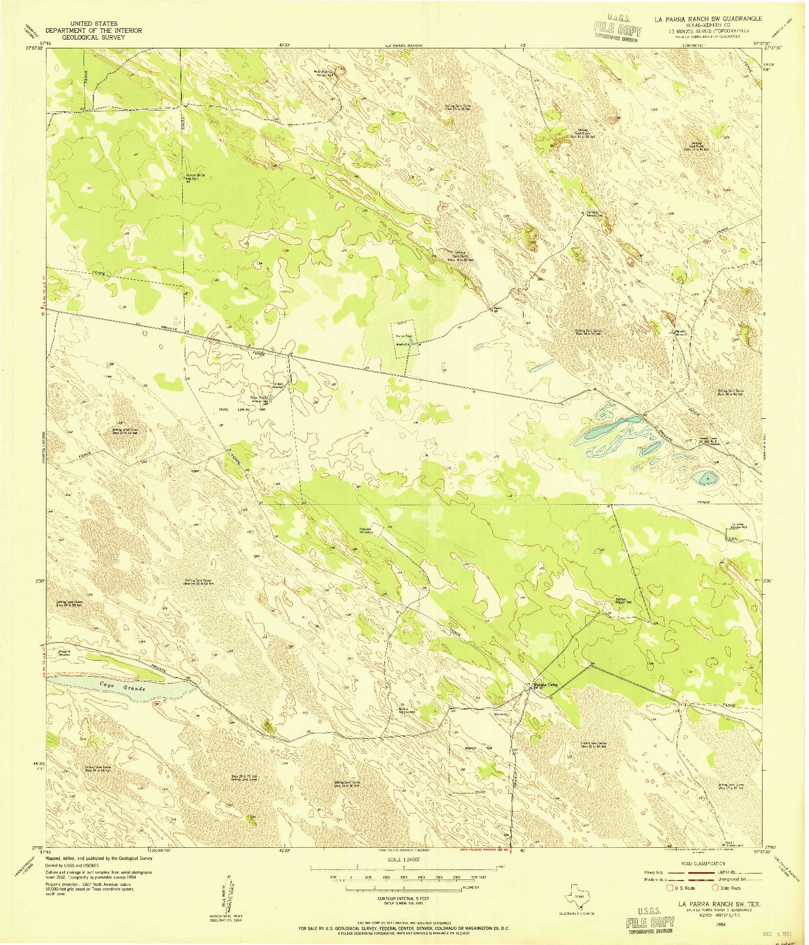 USGS 1:24000-SCALE QUADRANGLE FOR LA PARRA RANCH SW, TX 1954