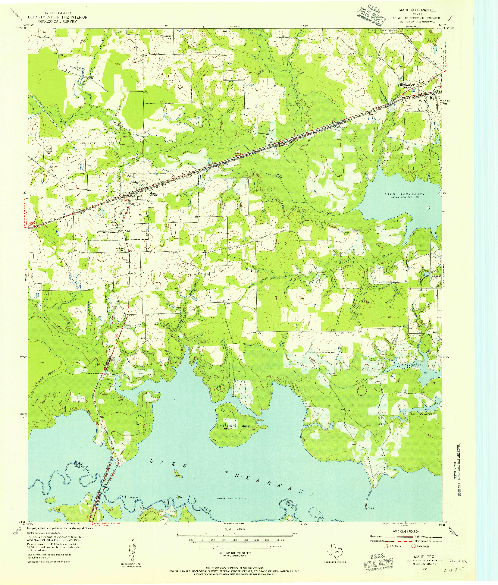 USGS 1:24000-SCALE QUADRANGLE FOR MAUD, TX 1955