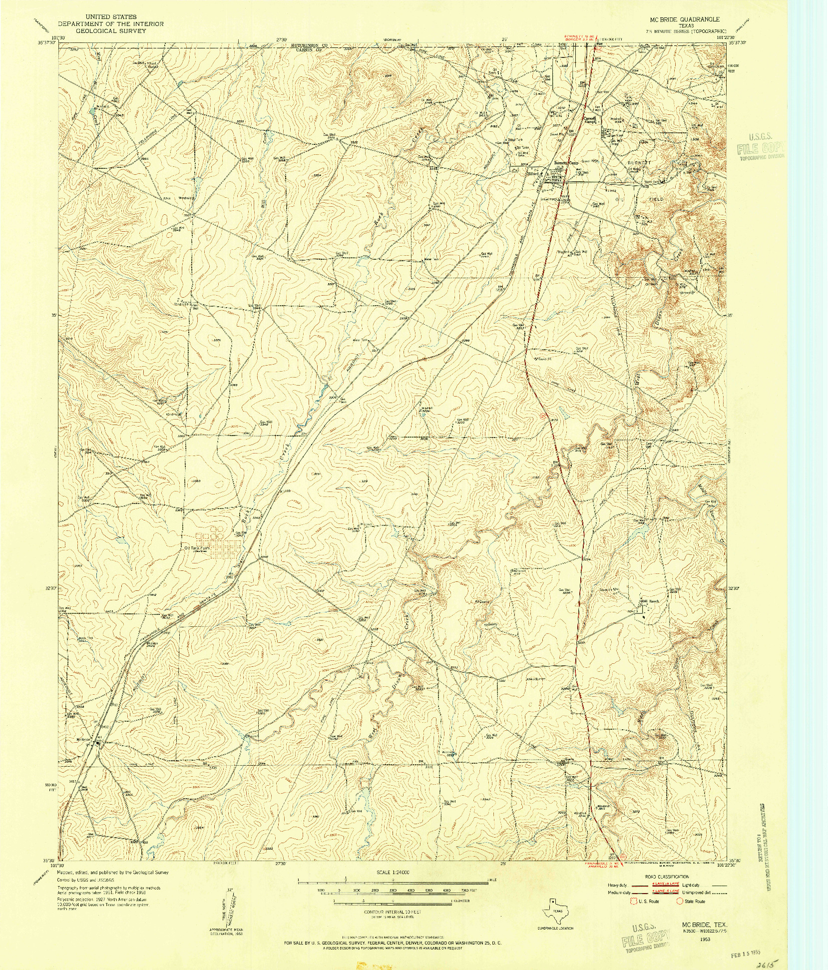 USGS 1:24000-SCALE QUADRANGLE FOR MCBRIDE, TX 1953