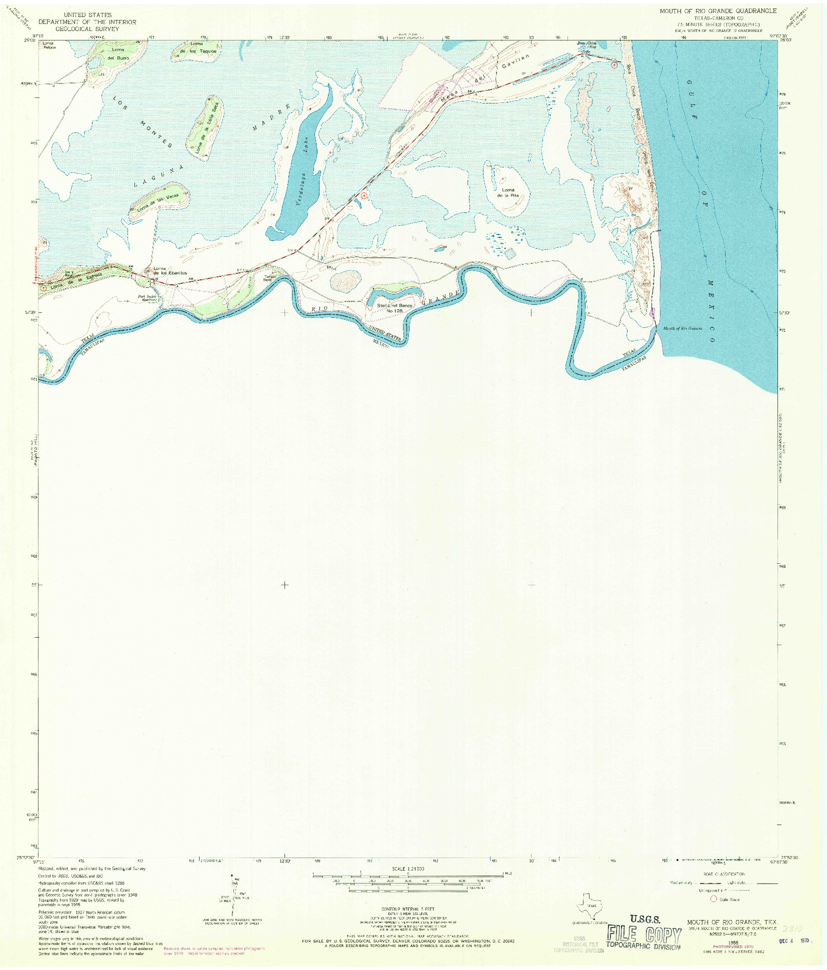 USGS 1:24000-SCALE QUADRANGLE FOR MOUTH OF RIO GRANDE, TX 1955