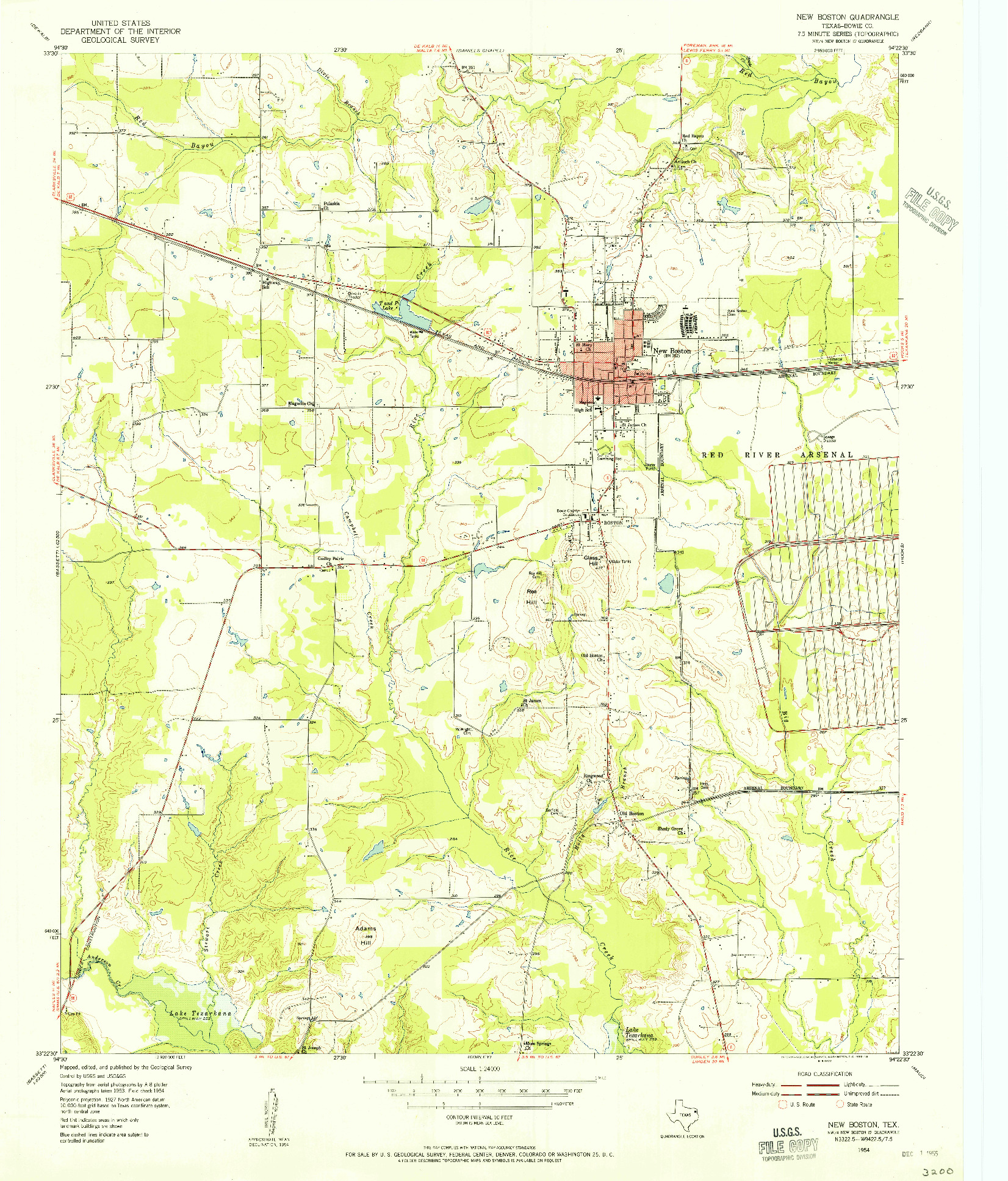 USGS 1:24000-SCALE QUADRANGLE FOR NEW BOSTON, TX 1954