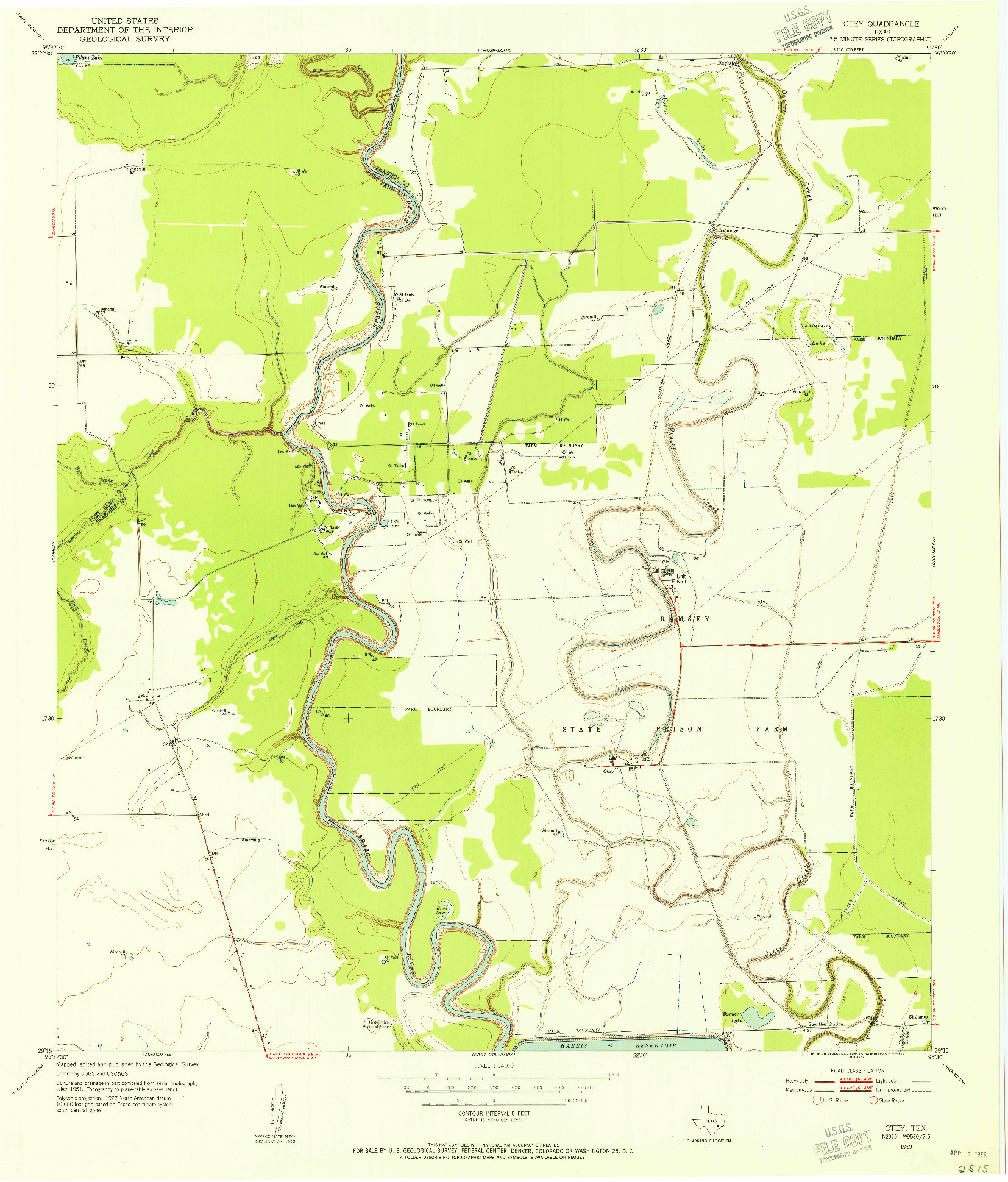 USGS 1:24000-SCALE QUADRANGLE FOR OTEY, TX 1953