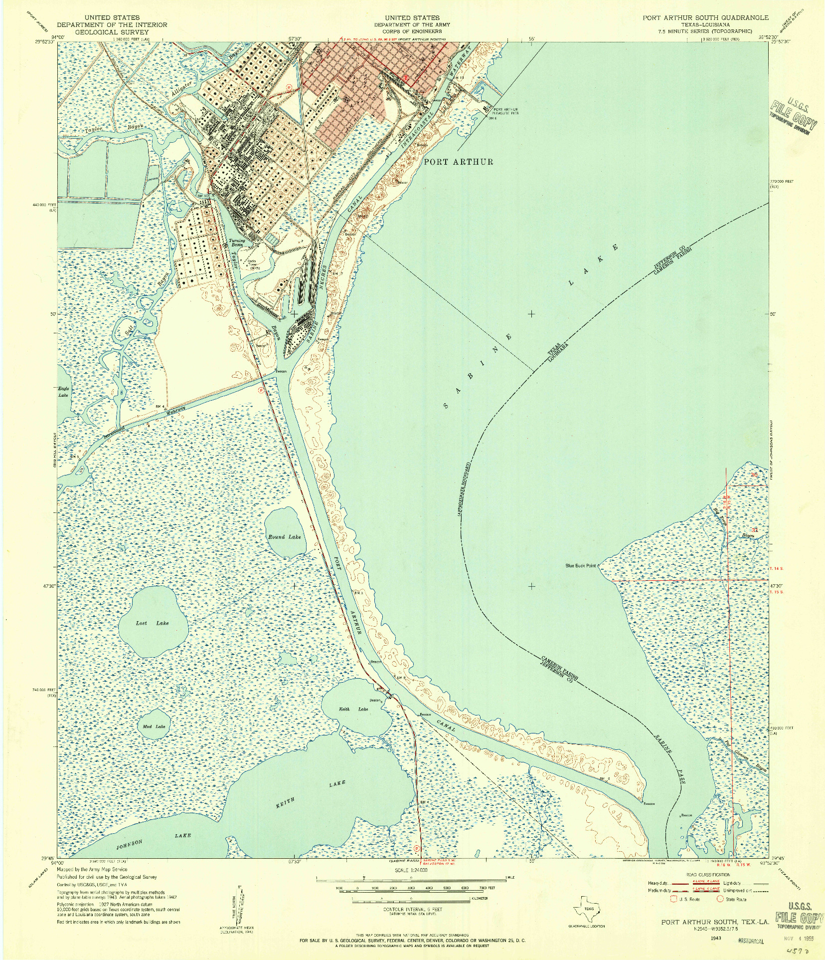 USGS 1:24000-SCALE QUADRANGLE FOR PORT ARTHUR SOUTH, TX 1943