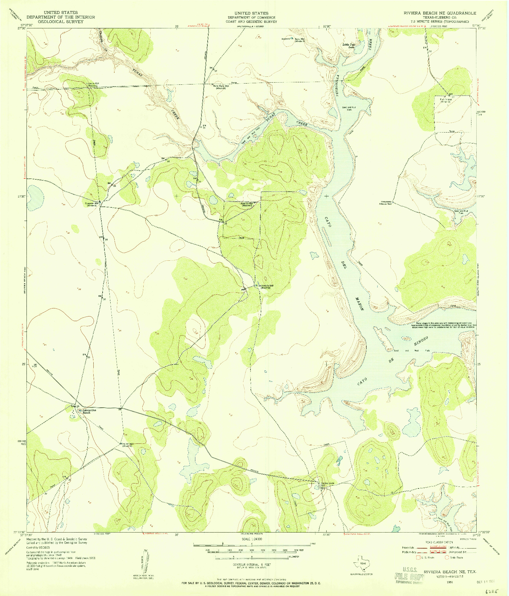 USGS 1:24000-SCALE QUADRANGLE FOR RIVIERA BEACH NE, TX 1951