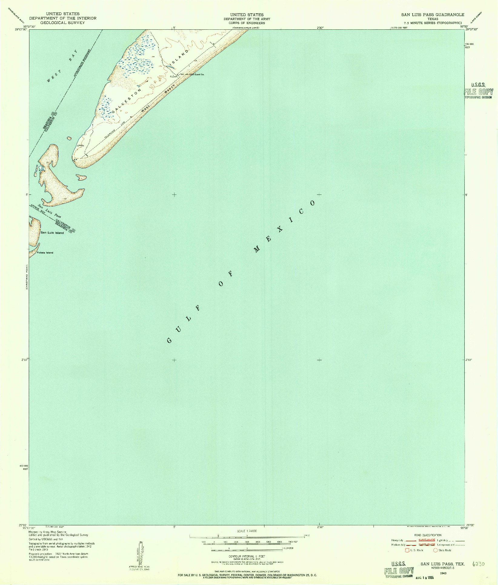 USGS 1:24000-SCALE QUADRANGLE FOR SAN LUIS PASS, TX 1943