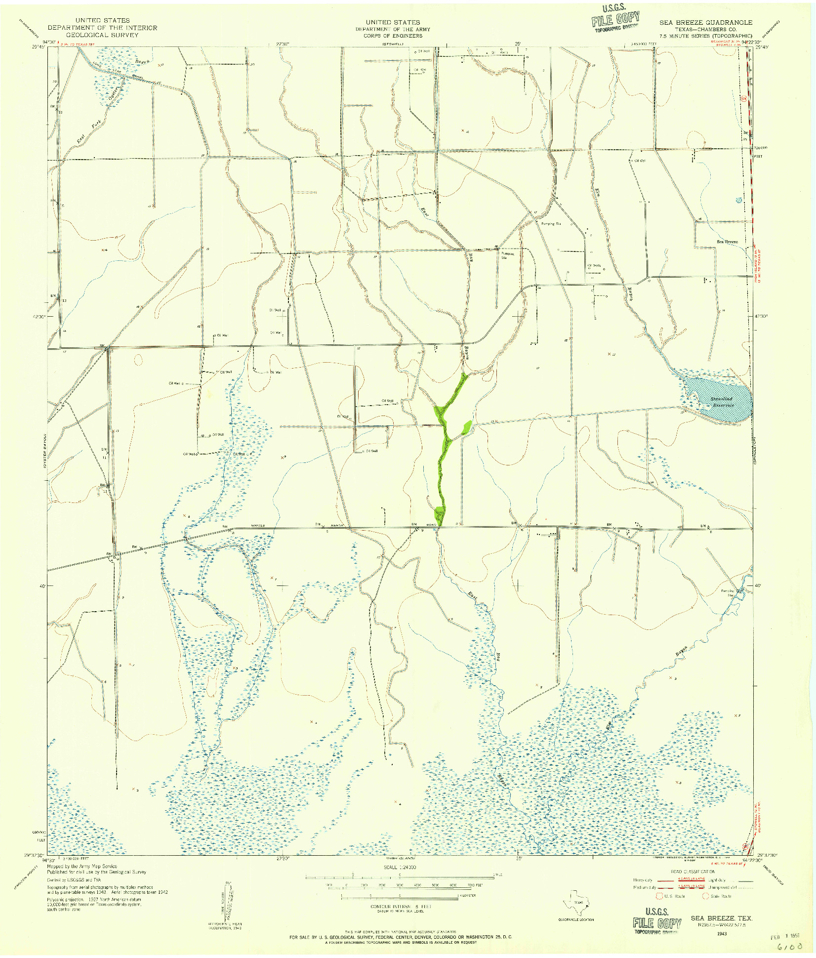 USGS 1:24000-SCALE QUADRANGLE FOR SEA BREEZE, TX 1943