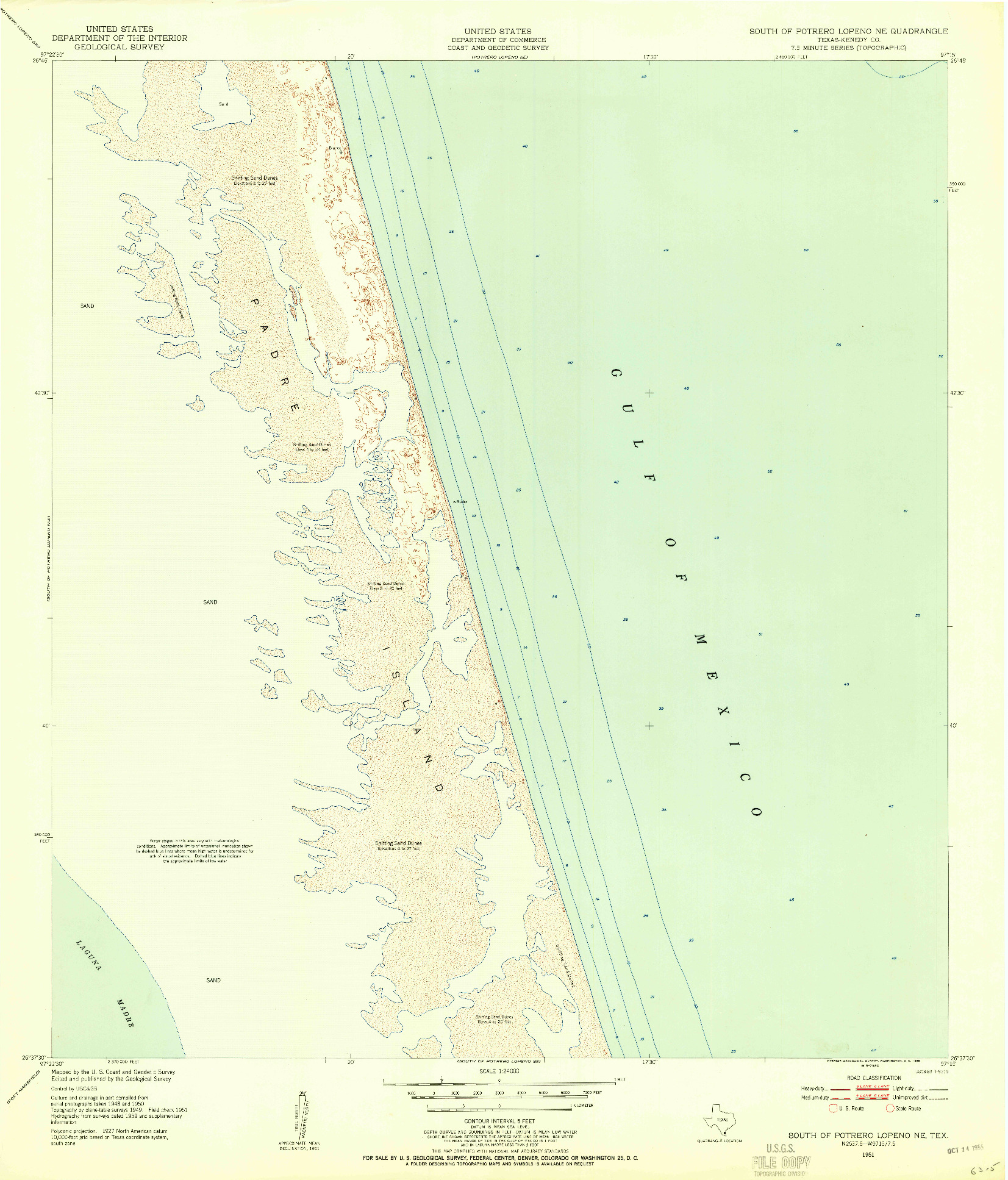 USGS 1:24000-SCALE QUADRANGLE FOR SOUTH OF POTRERO LOPENO NE, TX 1951