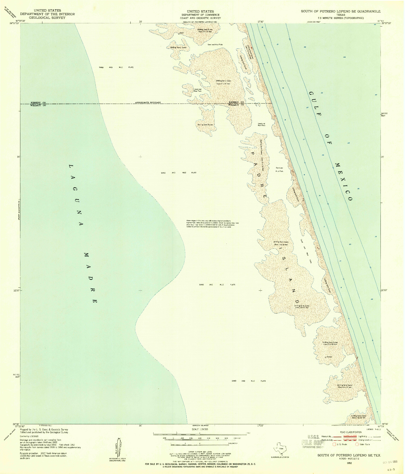 USGS 1:24000-SCALE QUADRANGLE FOR SOUTH OF POTRERO LOPENO SE, TX 1952