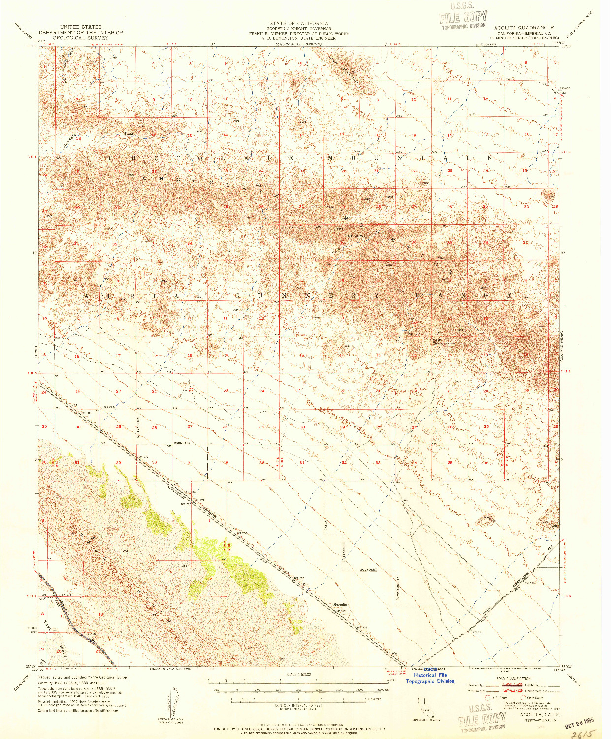 USGS 1:62500-SCALE QUADRANGLE FOR ACOLITA, CA 1953