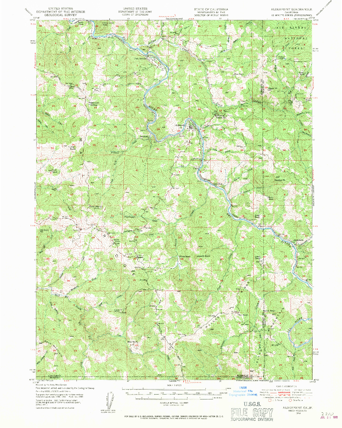 USGS 1:62500-SCALE QUADRANGLE FOR ALDERPOINT, CA 1949