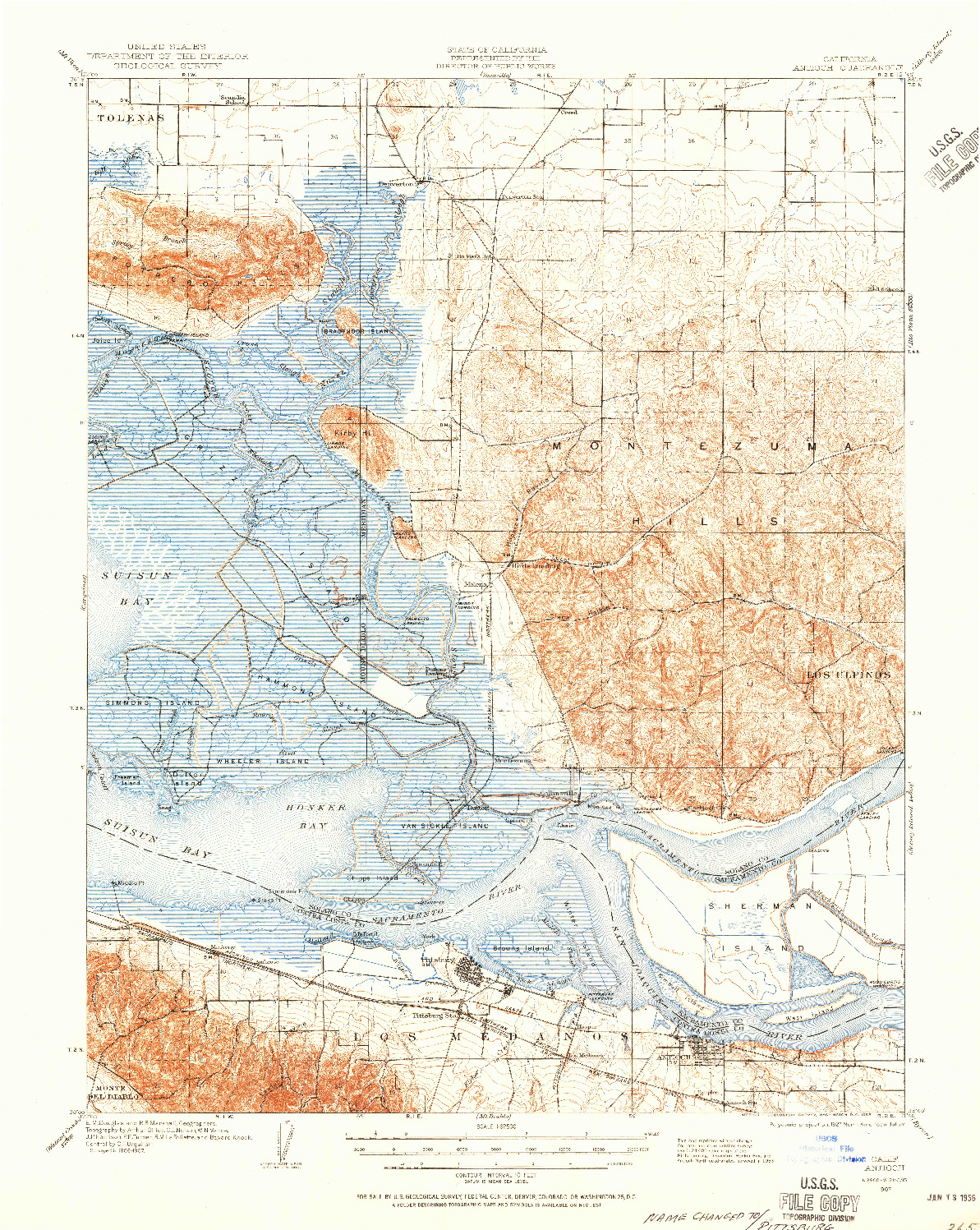 USGS 1:62500-SCALE QUADRANGLE FOR ANTIOCH, CA 1907