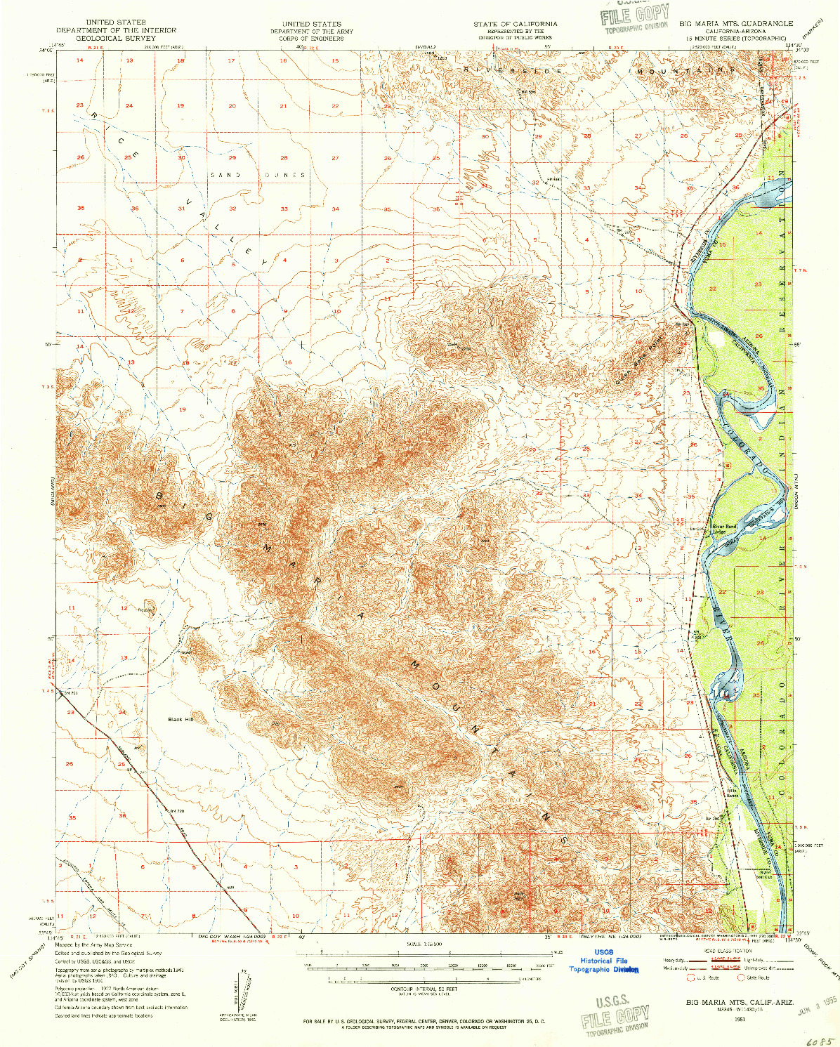 USGS 1:62500-SCALE QUADRANGLE FOR BIG MARIA MTS, CA 1951