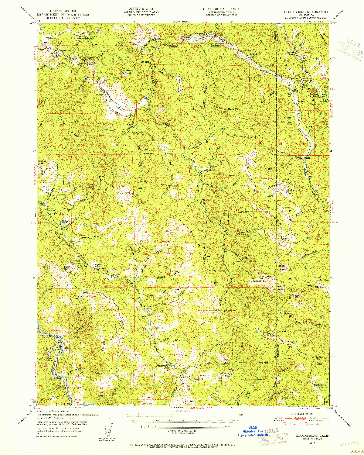 USGS 1:62500-SCALE QUADRANGLE FOR BLOCKSBURG, CA 1949