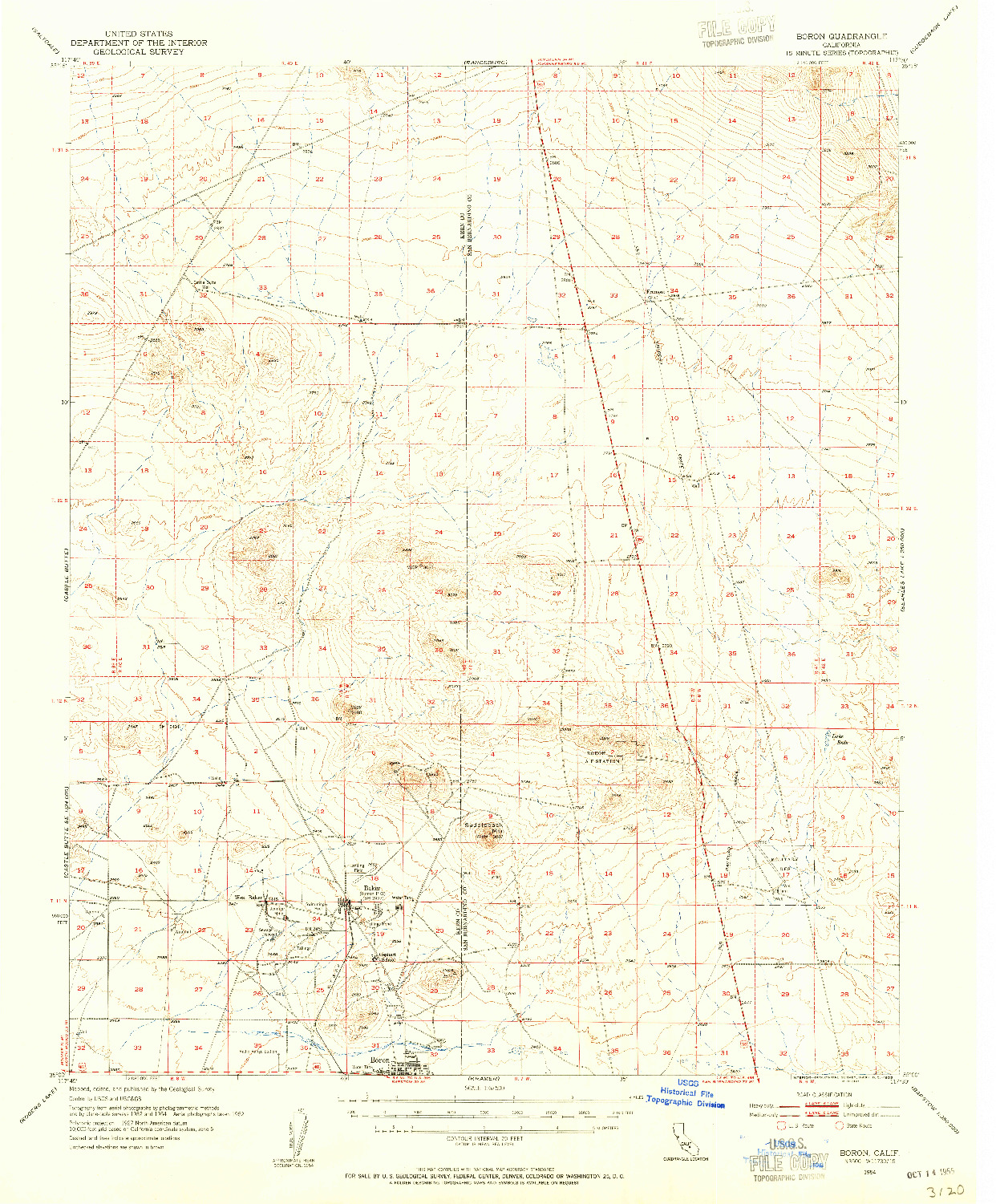 USGS 1:62500-SCALE QUADRANGLE FOR BORON, CA 1954