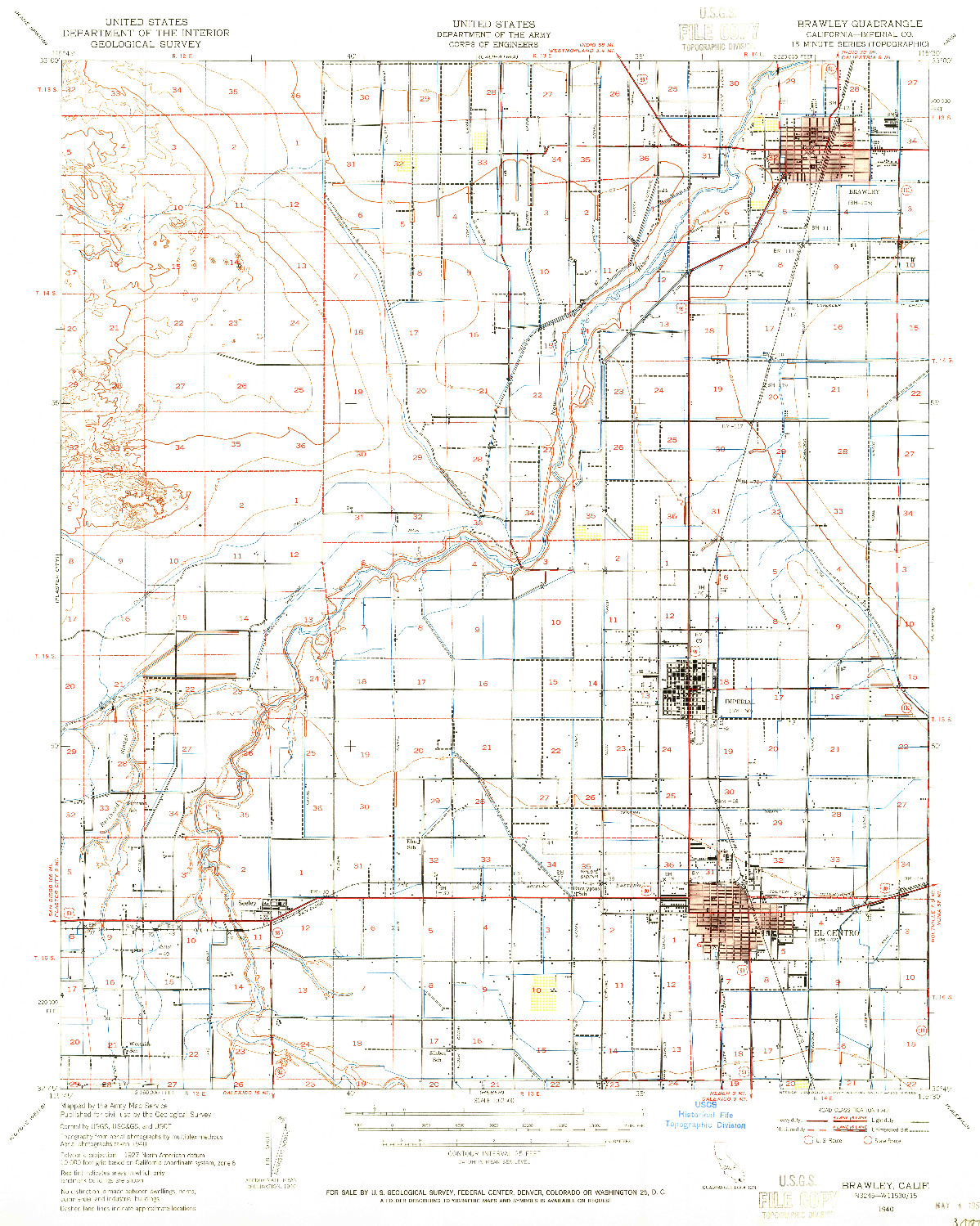 USGS 1:62500-SCALE QUADRANGLE FOR BRAWLEY, CA 1940