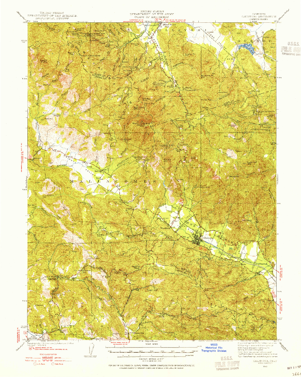 USGS 1:62500-SCALE QUADRANGLE FOR CALISTOGA, CA 1943