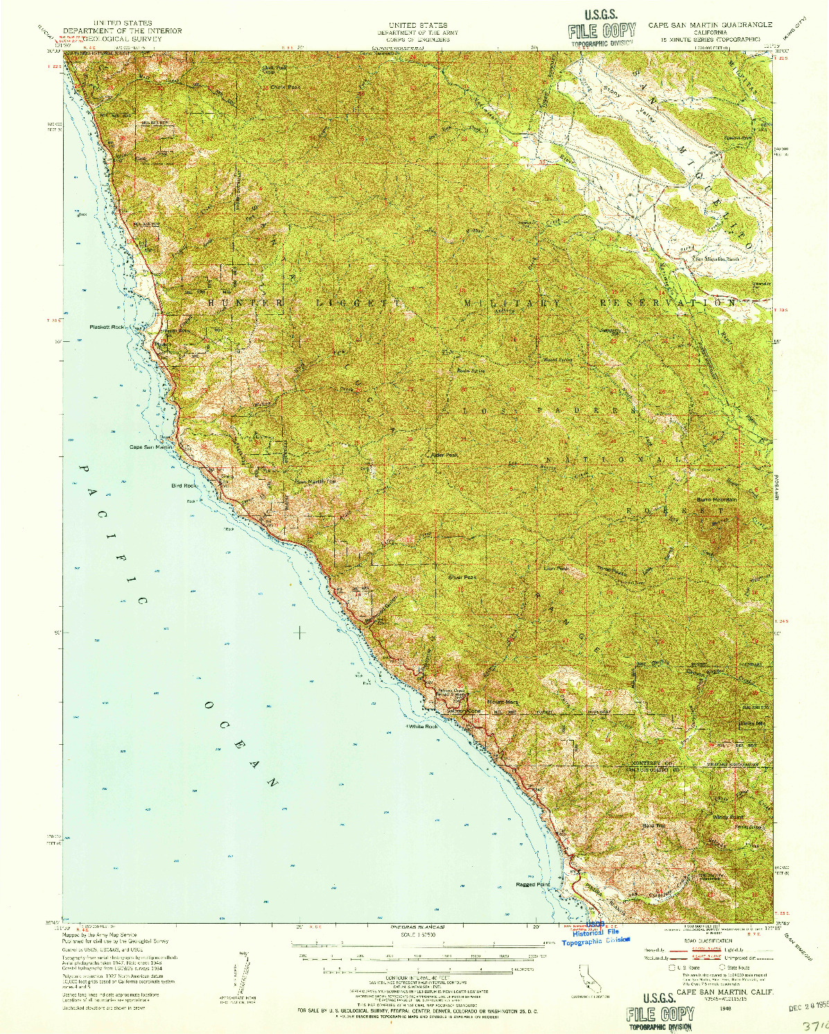 USGS 1:62500-SCALE QUADRANGLE FOR CAPE SAN MARTIN, CA 1948