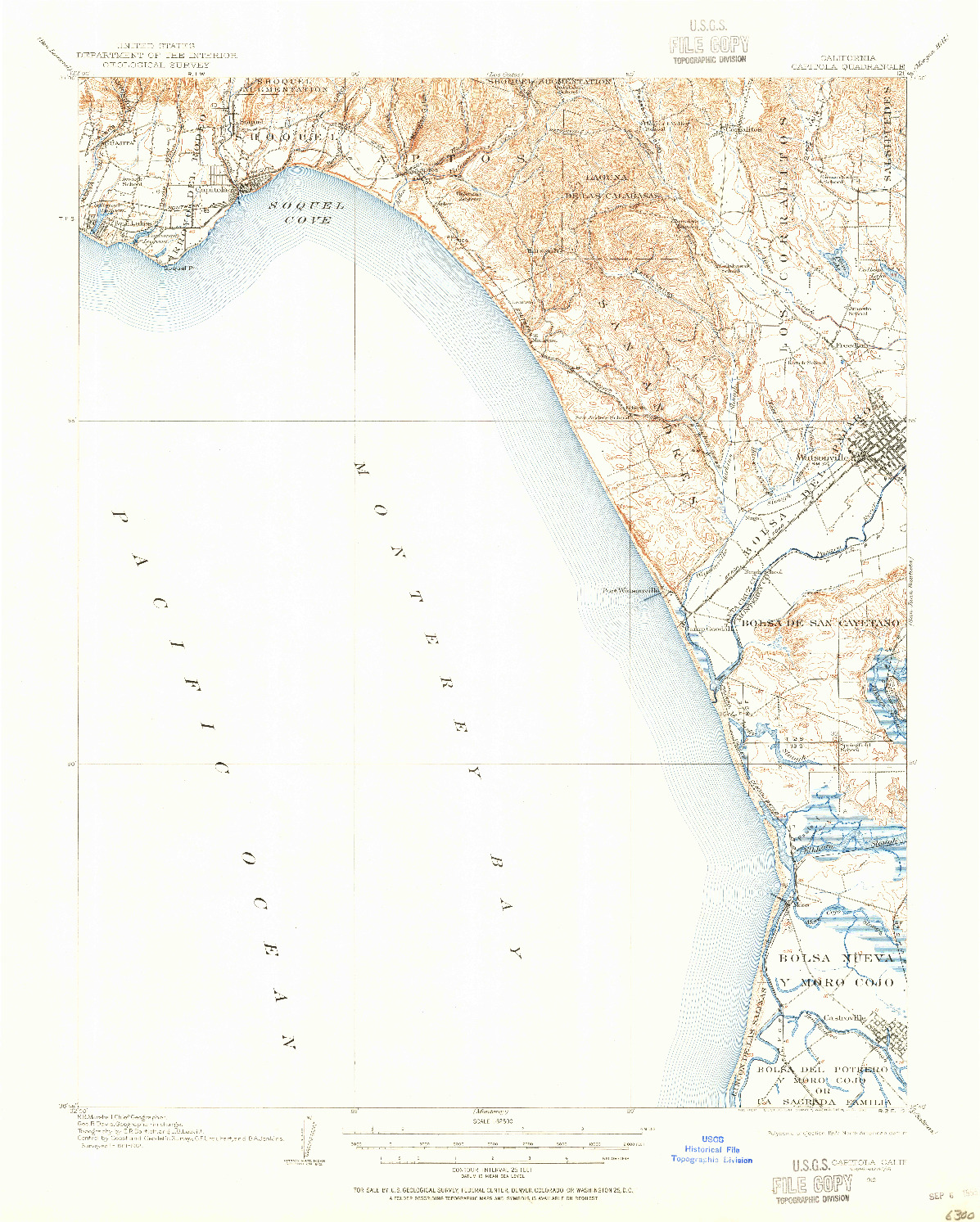 USGS 1:62500-SCALE QUADRANGLE FOR CAPITOLA, CA 1912