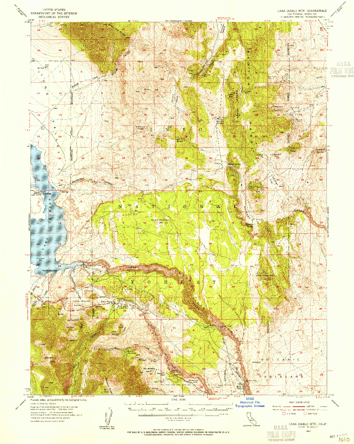 USGS 1:62500-SCALE QUADRANGLE FOR CASA DIABLO MTN, CA 1953