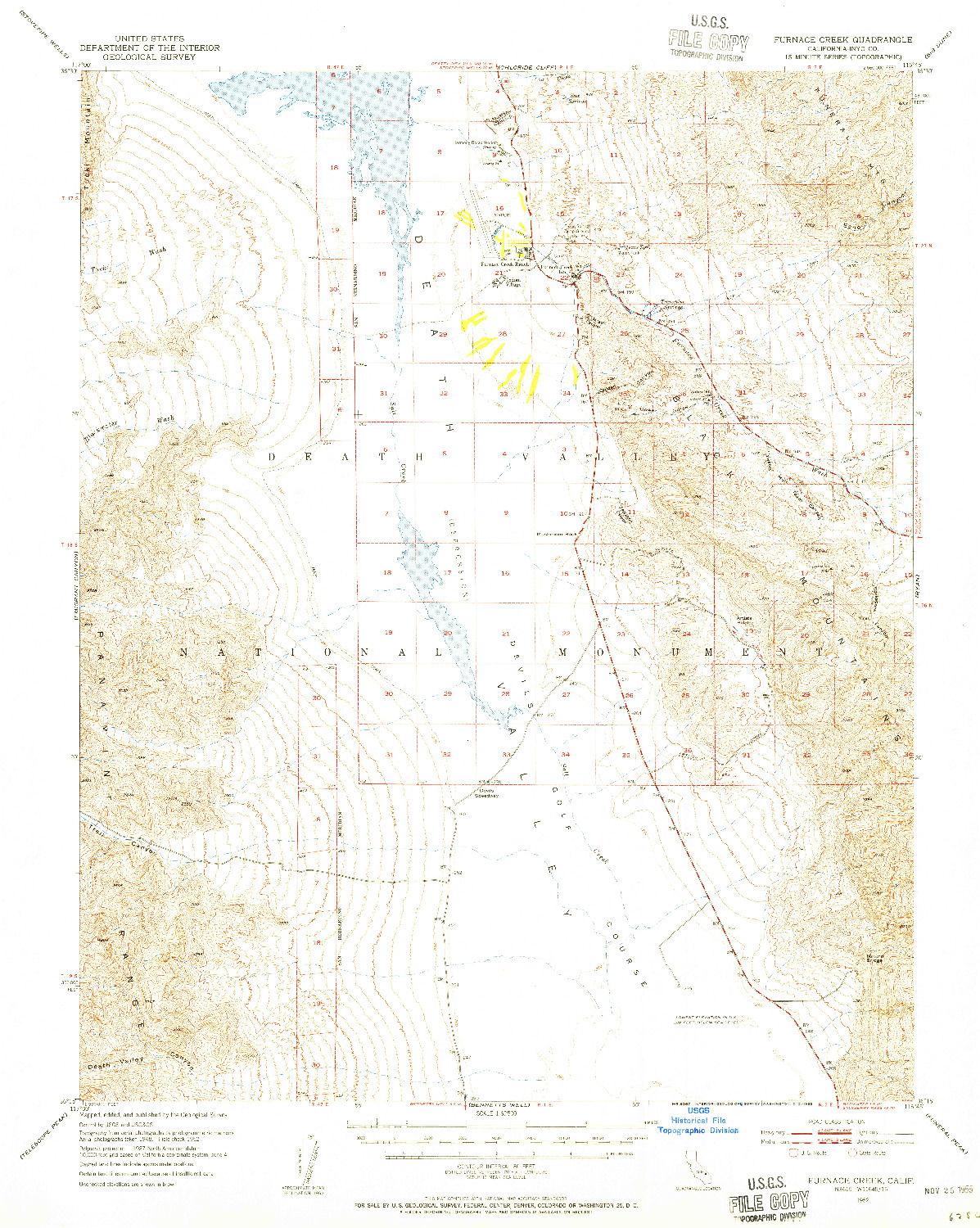 USGS 1:62500-SCALE QUADRANGLE FOR FURNACE CREEK, CA 1952