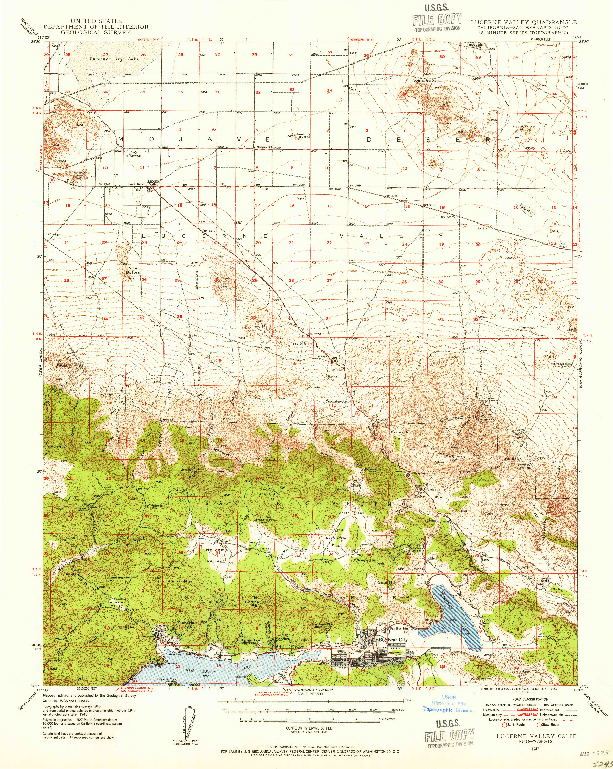 USGS 1:62500-SCALE QUADRANGLE FOR LUCERNE VALLEY, CA 1947