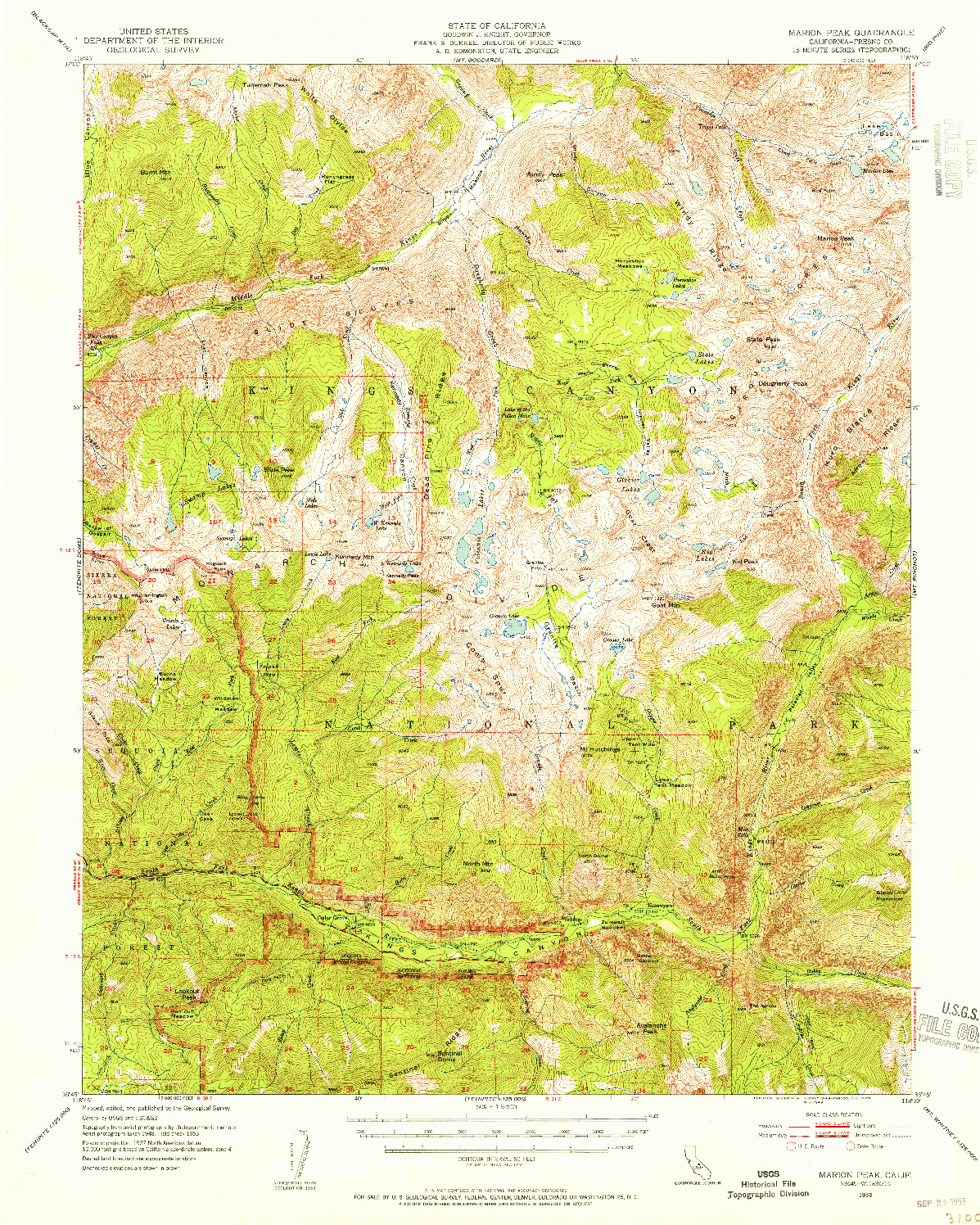 USGS 1:62500-SCALE QUADRANGLE FOR MARION PEAK, CA 1953