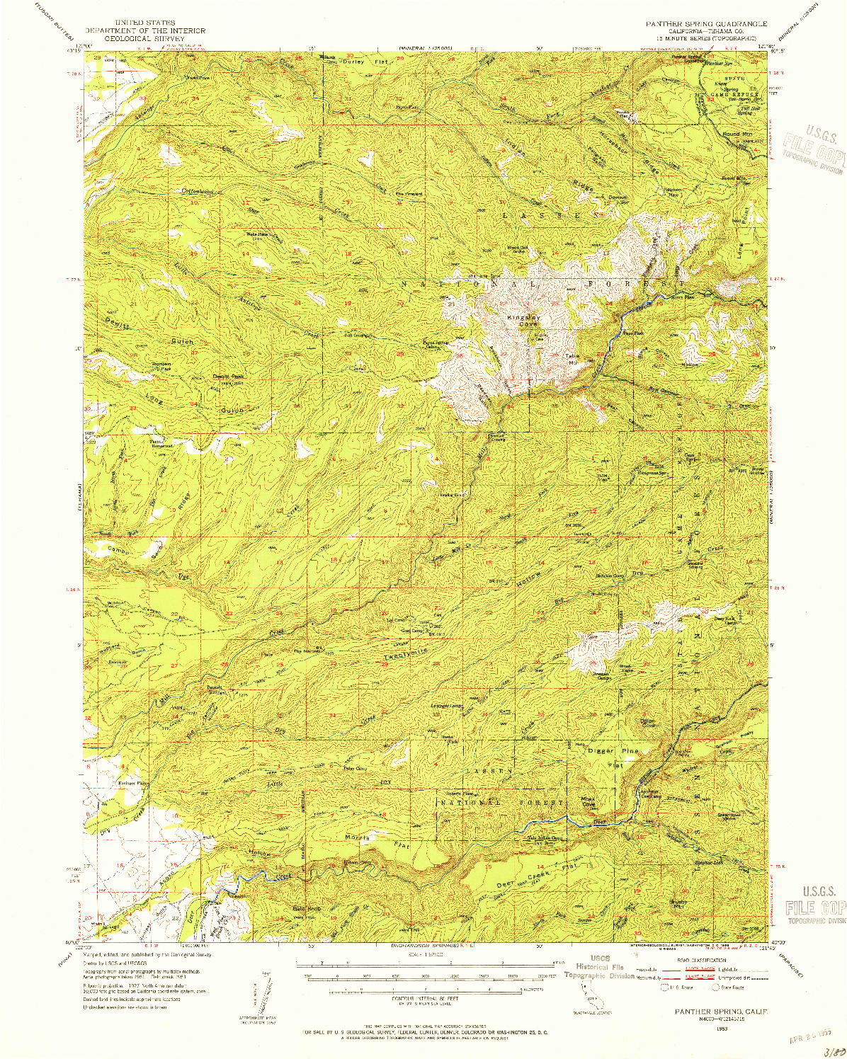 USGS 1:62500-SCALE QUADRANGLE FOR PANTHER SPRING, CA 1953