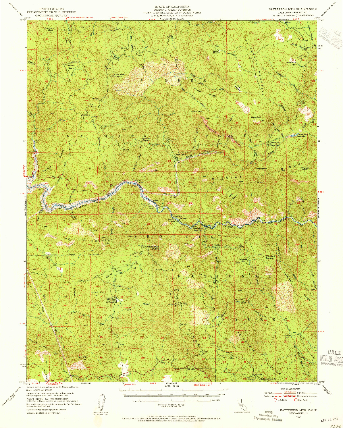 USGS 1:62500-SCALE QUADRANGLE FOR PATTERSON MOUNTAIN, CA 1952