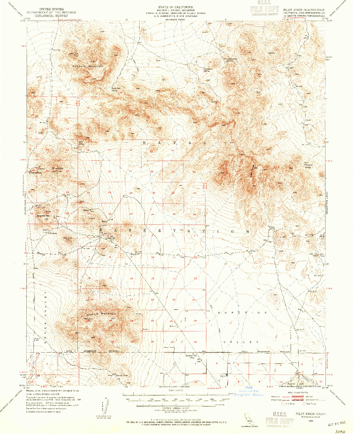 USGS 1:62500-SCALE QUADRANGLE FOR PILOT KNOB, CA 1954