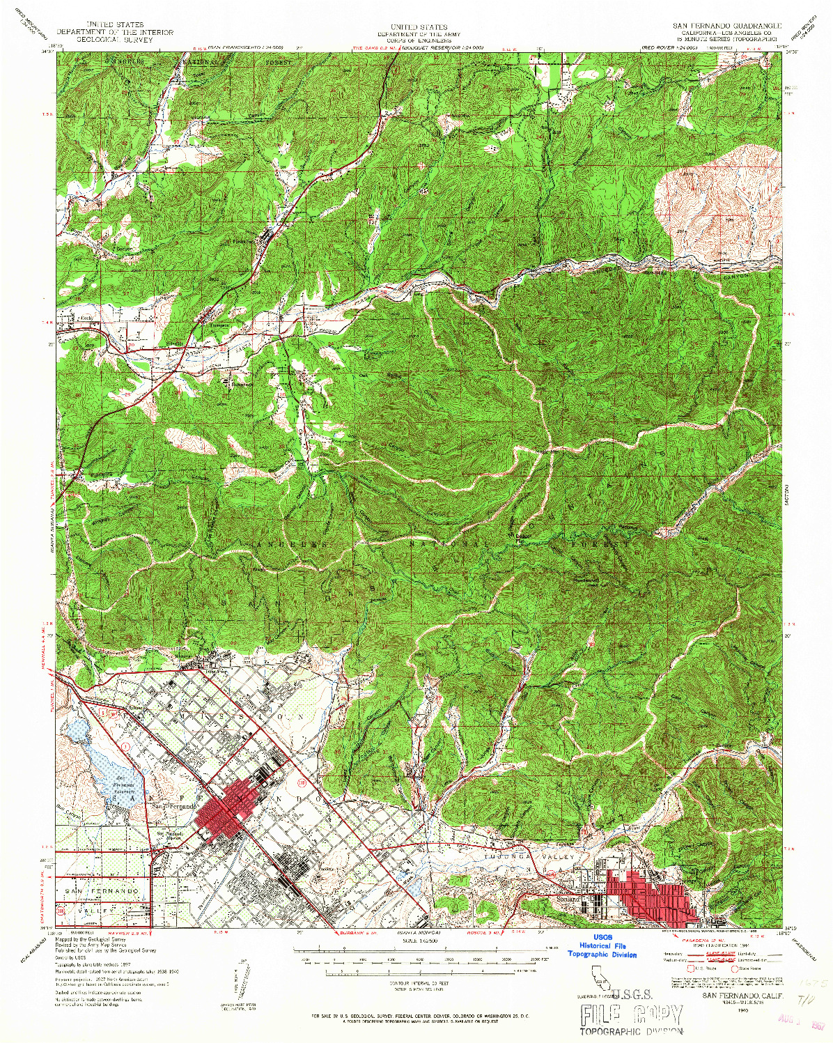 USGS 1:62500-SCALE QUADRANGLE FOR SAN FERNANDO, CA 1940