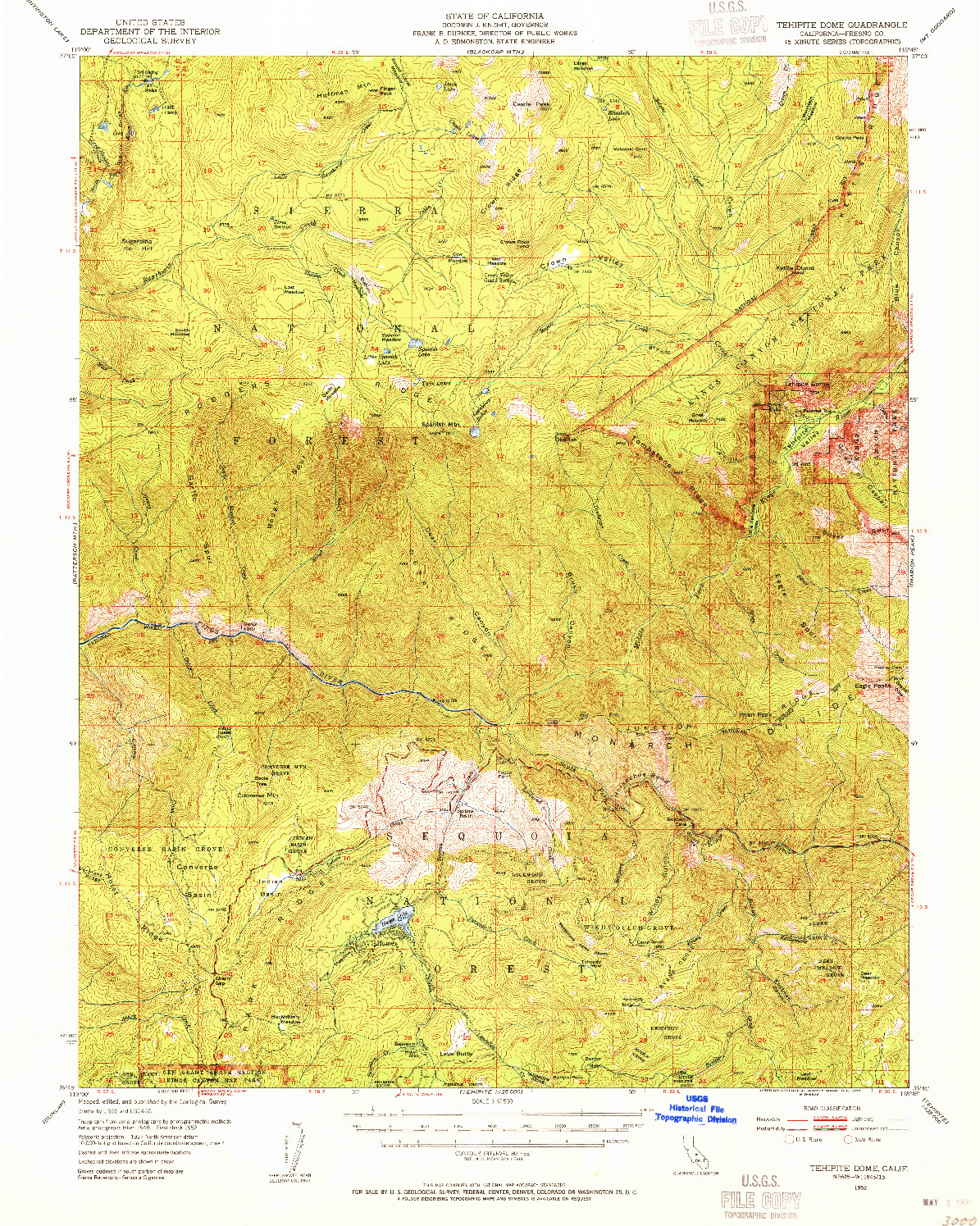 USGS 1:62500-SCALE QUADRANGLE FOR TEHIPITE DOME, CA 1952