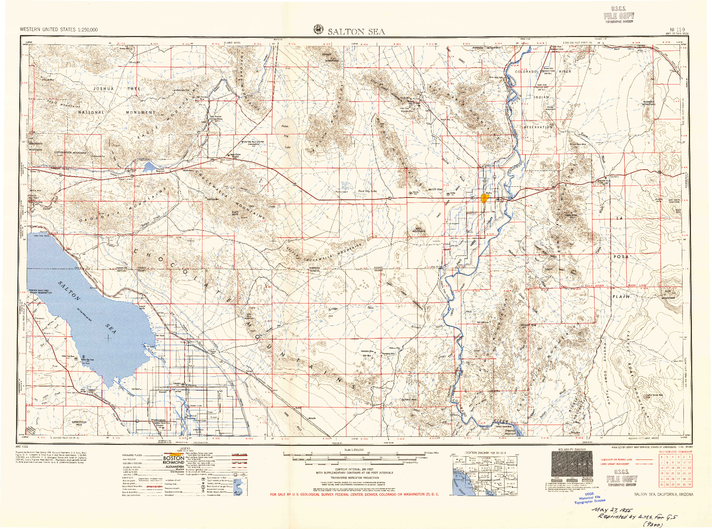 USGS 1:250000-SCALE QUADRANGLE FOR SALTON SEA, CA 1955