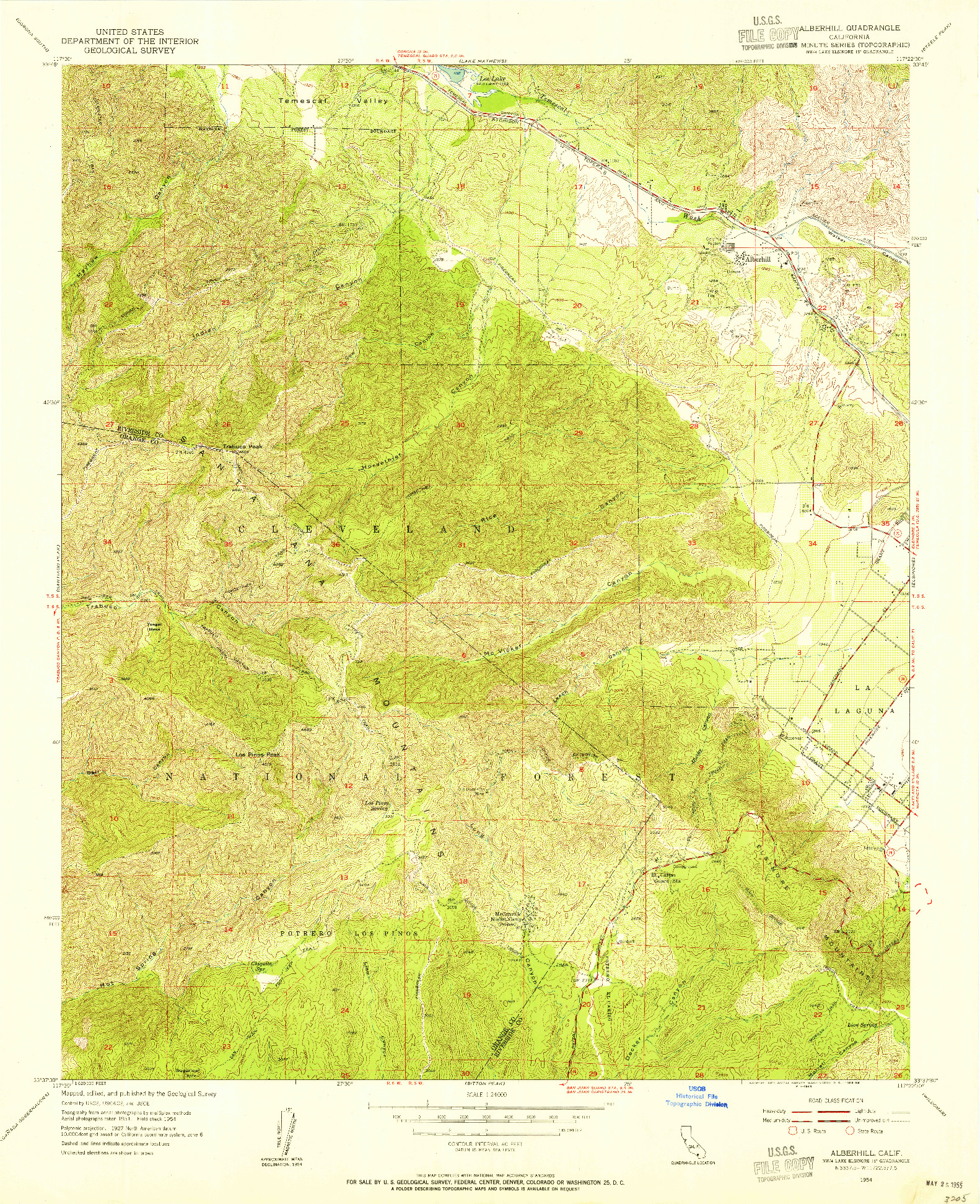 USGS 1:24000-SCALE QUADRANGLE FOR ALBERHILL, CA 1954