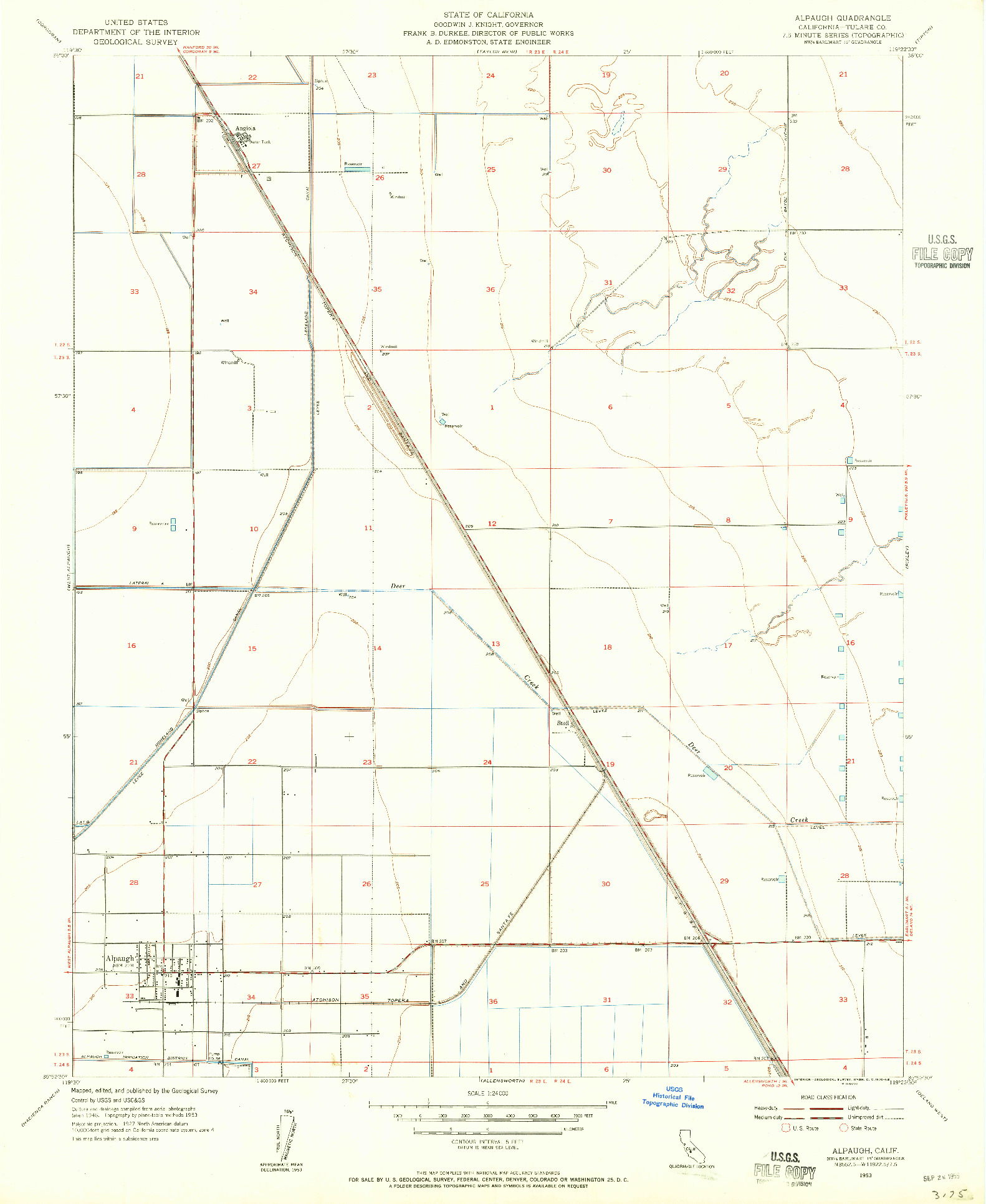 USGS 1:24000-SCALE QUADRANGLE FOR ALPAUGH, CA 1953